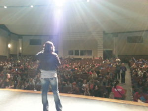 Krissi Dallas pumping up the crowd